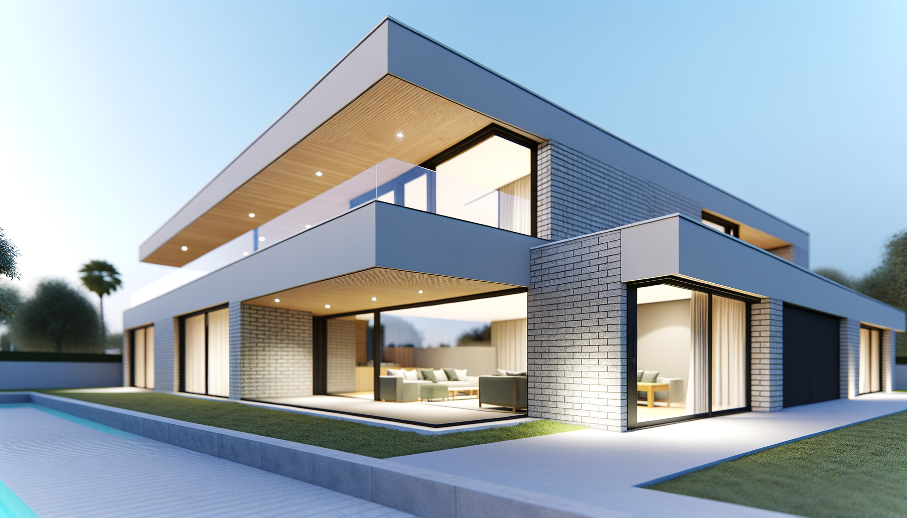 Conception de villas contemporaines neuves et modernes